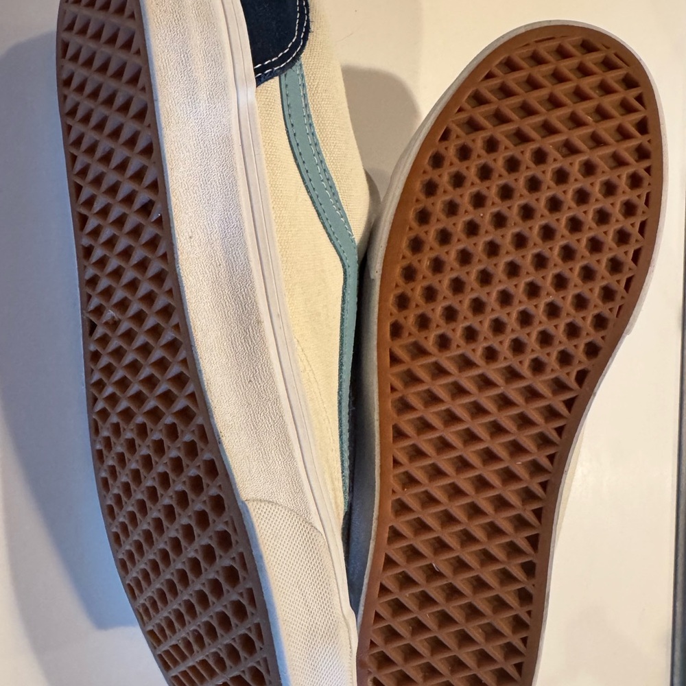 Vans Men's Navy and Cream Sneakers - Picture 3 of 3
